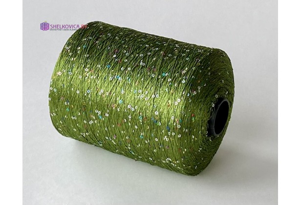 100% полиамид, зеленый лайм с пайетками мультиколор (Verde) (700м/100г) 100% полиамид, зеленый лайм с пайетками мультиколор (Verde) (700м/100г)