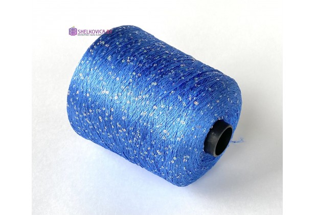 100% полиамид, голубой с голографическими пайетками (Blue) (700м/100г) 100% полиамид, голубой с голографическими пайетками (Blue) (700м/100г)